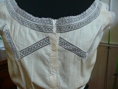 Sweet 1860-70 Antique Corset Cover Camisole Chemise Un-bleached Cotton S