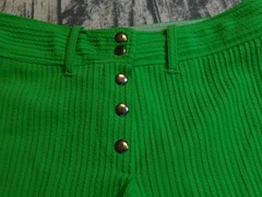 VTG GOGO SHORTS MOD BRIGHT GREEN SNAP FRONT TEXTURED POLY 60’s 70’s WOMENS 9 10