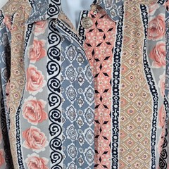 Vintage button down shirt floral pink black Notations womens 8
