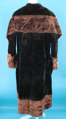 Vtg Women’s Antique Early 1900s To 1920s Black Velvet Coat W/ Brown Fur Trim M/L