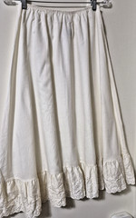 Vintage 70s You Babes White Cotton Skirt / Slip With Eyelet Ruffle size L