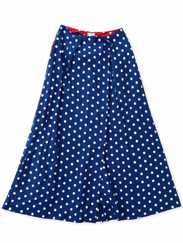Vintage Saks Fifth Ave 1960s Cole California Long Polka Dot Blue White Skirt