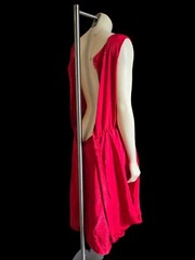 vtg d.Frank womens red silky dress with open blouson back secretary 80s size 14