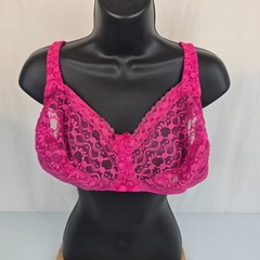 40DD Pink Nylon Lace Sheer Unlined Vintage Vanity Fair Minimizer Bra #75-023