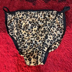 Vintage 90s Leopard Silky Glossy Satin String Bikini Panties Plus 1X