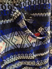 Vintage 1970s Cobalt Blue Aztec Blue Free Size Poncho Shawl Western