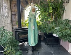 Vintage 1990s Green Formal Silk Dress Demetrios Dessy Collection