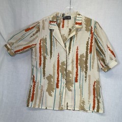 Vintage ACT III Southwestern Blouse M Camp Collar Cream Multicolor USA