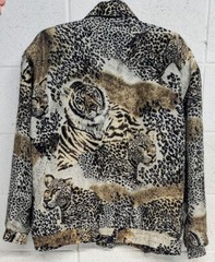 Vtg Jacket Animal Print Silk Designer Bomber L FUDA International 90s