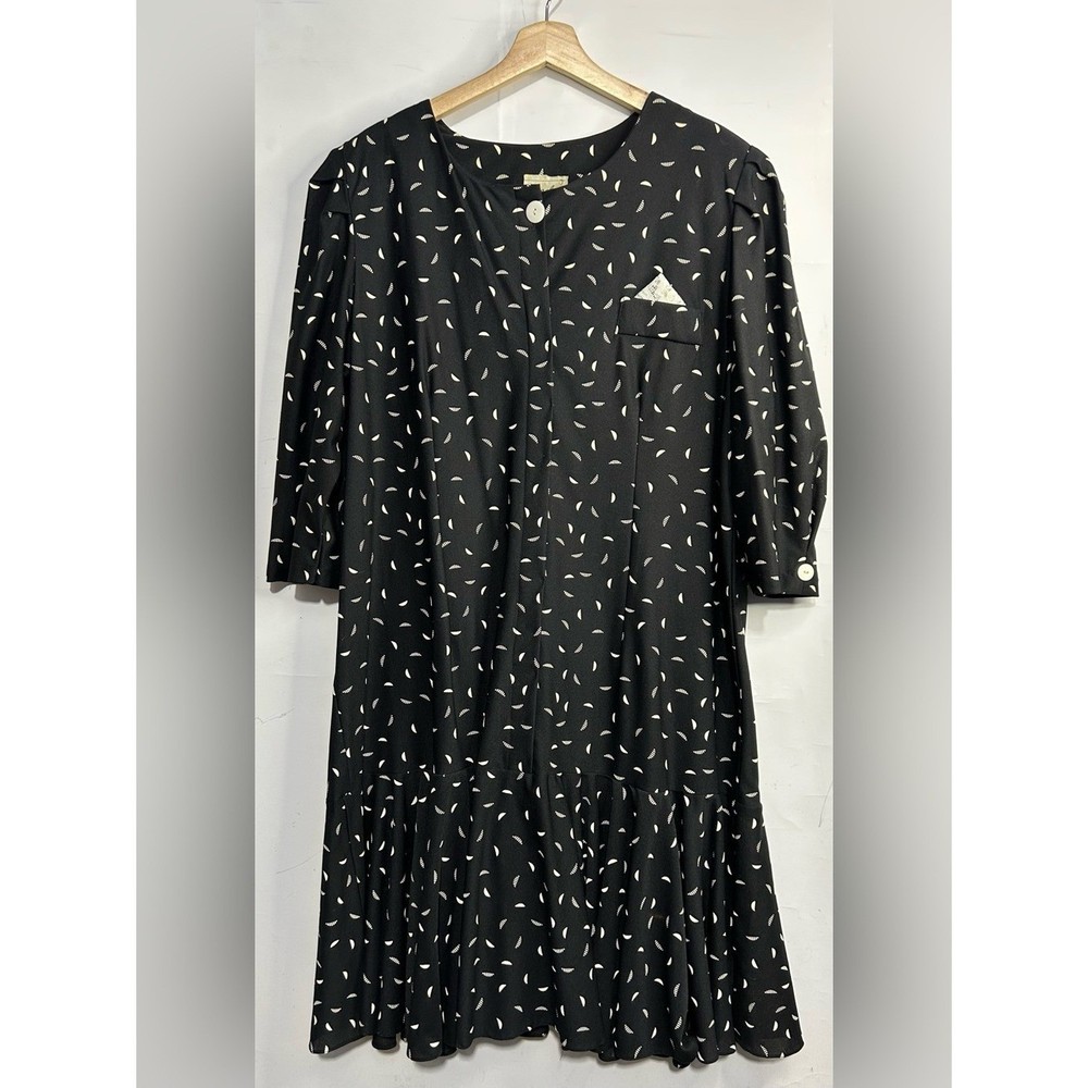 Risa Ann VTG 70’s-80’s Black Dress Size 24 1/2