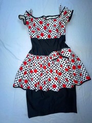 VTG 80S 90S WOMENS POLKA DOT LOUD RETRO NEW WAVE WIGGLE DRESS