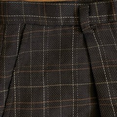 Vintage Plaid Woven Pants Size Large 32″ Waist 90s Brown High Waist Trousers