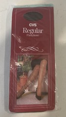 Vintage CVS Regular Pantyhose Queen Taupe New! Cotton Panel Reinforced Toe USA