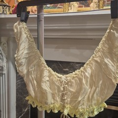 CUIRÉ ivory 100% Silk Camisole XL Regular Polyamide Elastane Lace Trim Tie Front