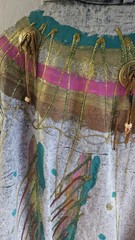 Vtg Copacabana Acid Wash Denim Jacket Hand Painted Fringe Western 90s Unisex L