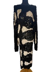 Enrico Coveri Vintage Sequin Black and White Dress
