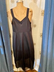 Vintage DIXIE BELLE Black Nylon Full Slip Dress Floral LACE 40 Tall EUC Coquette