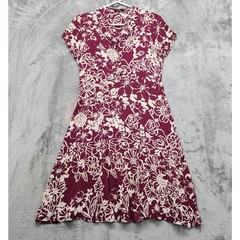 Vintage 90s Loco Lindo Dress Womens XS Purple Wine Floral Crepe Button Front 40s