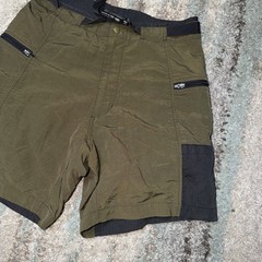 Vintage 80s 90s Last Chance Sportswear Nylon Olive Green Belted Shorts Size 32