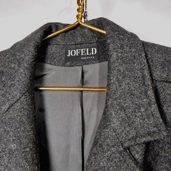 Vintage Jofeld Womens Size L Charcoal Wool Coat Full Length Long Trench