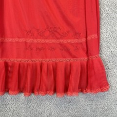 Vintage Nan Flower Originals Red Embroidered Pleated Half Slip Skirt Size Small