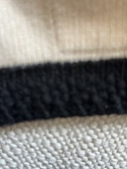 CHANEL Size 38 Cream Black Cashmere Contrast Trim Open Front Cardigan