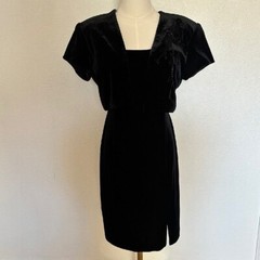 VTG J.R. NITES BY CALIENDO 2-piece Black Bolero Jacket VELVET Dress Formal Sz 6