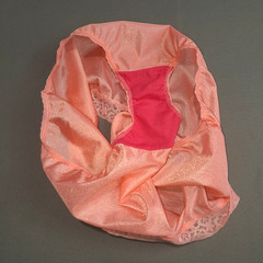 Fruit of the Loom Granny Brief Panty Size 8 Salmon Shiny Sissy Lace Trim Panties