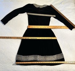True Vintage 1930s Old Hollywood Glamour Silk Velveteen Beaded Evening Dress