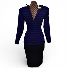 Moda Int’l Purple Black Striped Knit Dress Size Small Vtg 80s Retro Mod New Wave