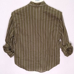 Vintage 90s Heres A Hug Olive Striped Utility Shirt NWT Size 13/14 Epaulettes