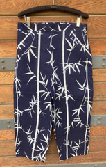 NOS 1950-60’s Vintage Navy Blue Bamboo Print Linen Capri Pants BRAND NEW VINTAGE