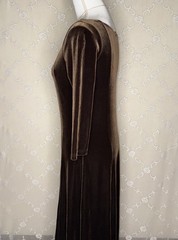 VTG Eddie Bauer Brown Flat Stretch Velvet Long Shift Dress Size Medium 36 Bust