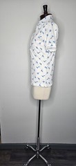 VTG 1970s Retro Worthington Square White Blue Floral Blouse M