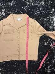 Deadstock Vintage 1970s H Bar C Studded Western 2 Piece Outfit Pant Suit Set Tan
