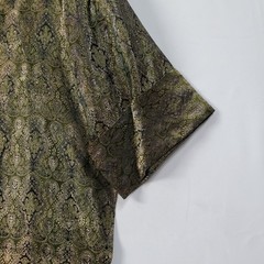 VTG 90s Lorain Croft Green Silk Paisley Jaquard Kimono Style Smoking Jacket
