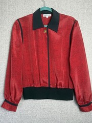 Vintage 80s/90s Andrea Gayle Red Black Long Sleeve Parachute Top MEDIUM/8