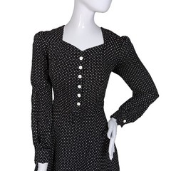 Vintage Beau Rivage NY Dress Size 11 (VTG) Black White Mini Hearts Print