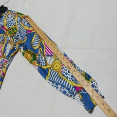 Escada Laurel Vintage Womens 90’s Silk Blue Retro Bold higher end blouse Sz 36