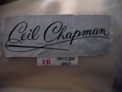 Ceil Chapman Dress VTG 60s Metallic Silk Aurora Borealis Prong Set Rhinestone L