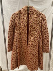 1960s Belliciano New York Brocade Coat Dress Gold Red Floral Saks