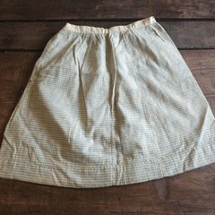 Homespun Wool Creme & Blue Grid Pattern Antique Edwardian 1910s 1920s Skirt