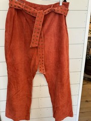 VTG 1990s Terry Lewis 100% Leather Suede Pants Sz. 20p NWT Cooper / Orange NWT !