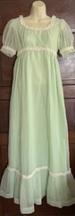 60s 70s Mint Green Dotted Swiss Empire Waist Maxi Dress