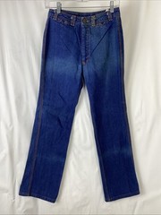 Vtg 70s N’est Ce Pas Sz 11/12 Women’s Sawtooth Pockets Hippie Denim Blue Jeans