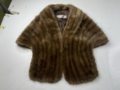 Hutzlers Vintage Brown Mink Fur Stole Wrap Coat Shawl 50s 60s