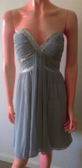 Vintage Miss Anne Formal Grey Party Cocktail Dress Blended Fabric Size M