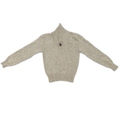 Vintage Casco Bay Traders Grey Beige Wool Blend Retro Ski Shawl Collar Sweater L