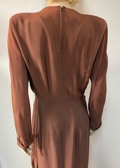 Vintage 1940s Copper Rayon Starburst Beaded Neckline Cocktail Dress Bust 38-39