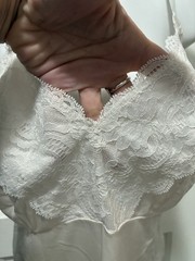 VTG DIXIE BELLE Lingerie Camisole White Tank Lace Nylon Top Cami Slip 36 M L